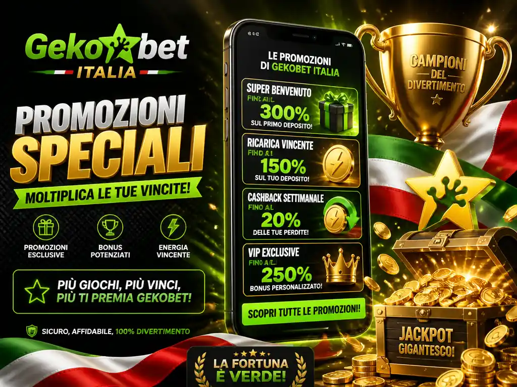 Gekobet Italia promozioni bonus 300% primo deposito ricarica 150% cashback 20% VIP 250%