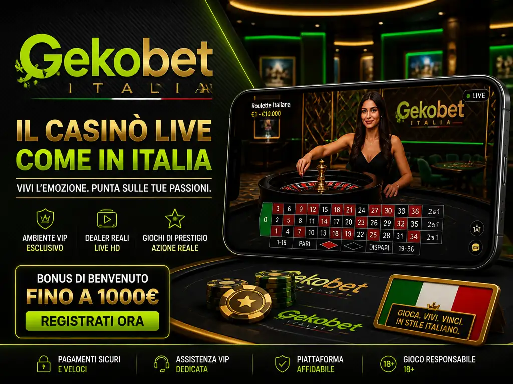 Gekobet Italia casino live roulette bonus 1000€ dealer reali