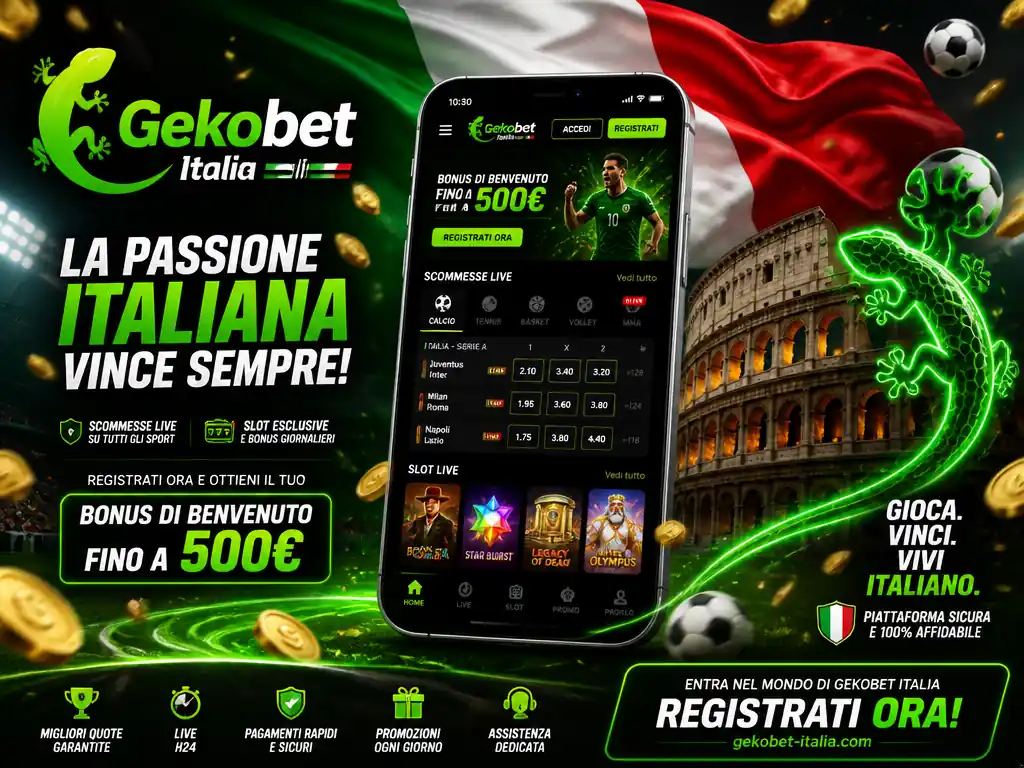 Gekobet Italia bonus benvenuto 500€ scommesse live calcio tennis basket slot esclusive